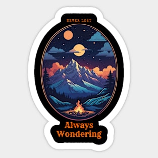 Never Lost Always Wondering Mountains Hiking Sticker